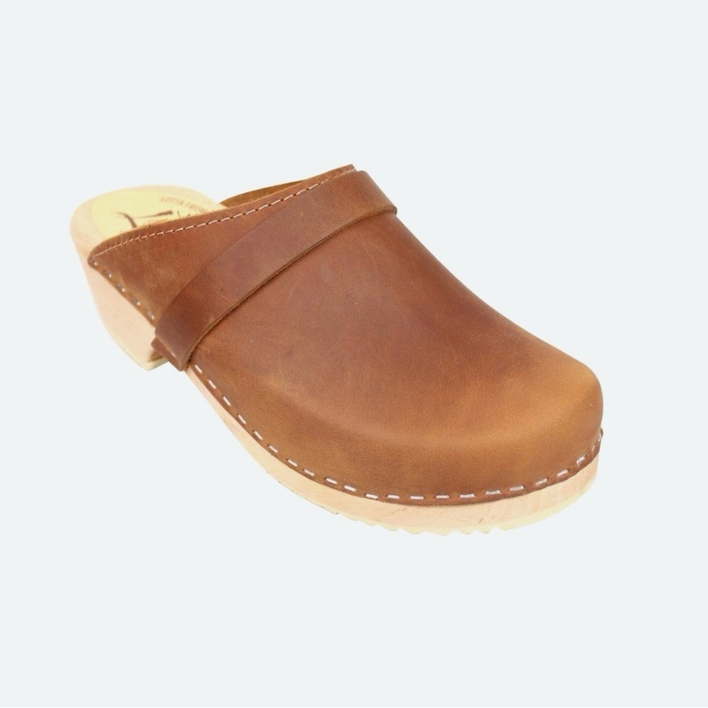 Lotta From Stockholm Women's Brown Clogs Size 9 Oiled Nubuck Leather Handcrafted